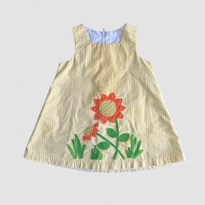 EUC Sophie Rose Yellow Gingham Dress with Floral Appliqué Size 18M